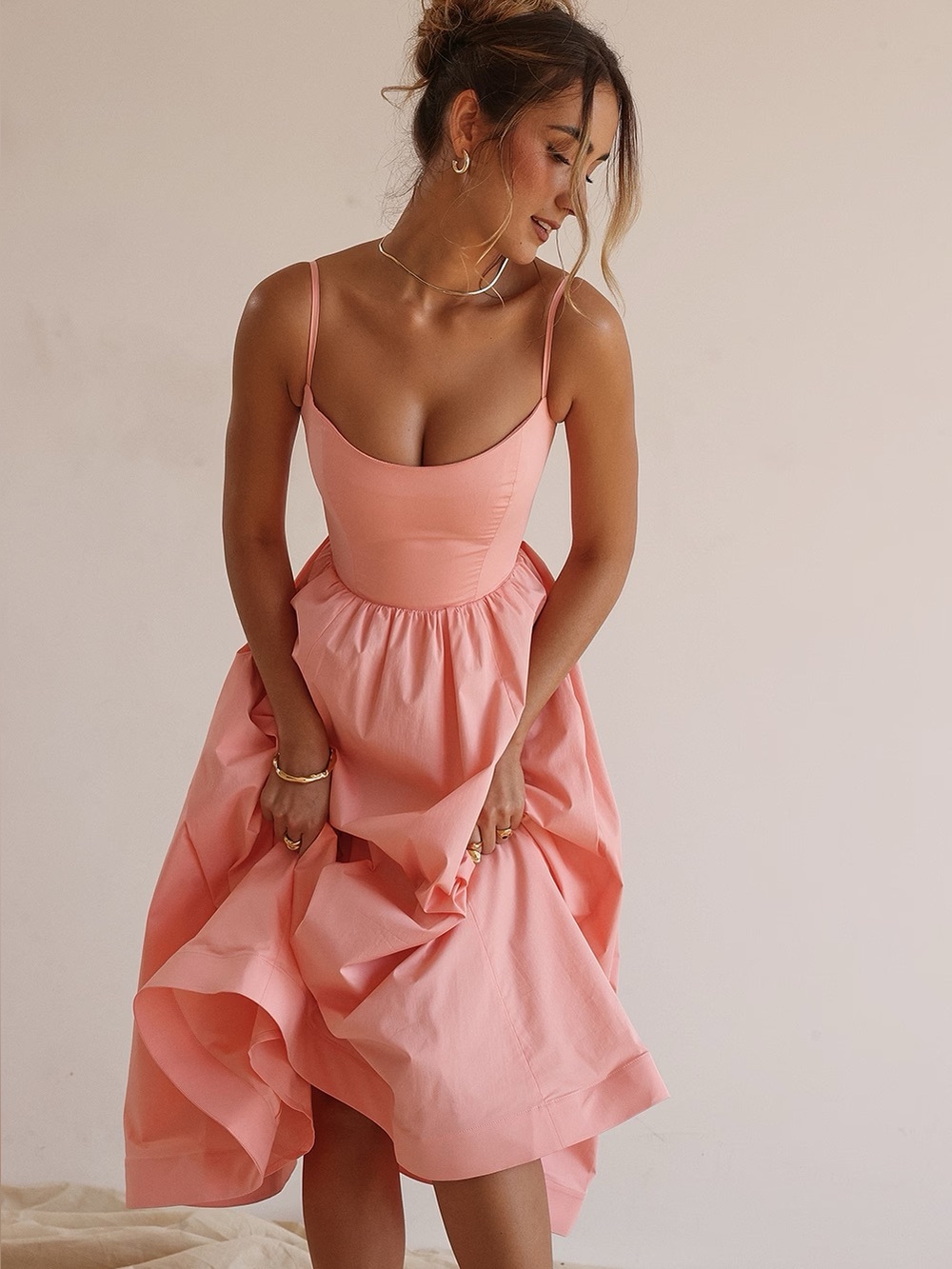 HOUSE OF CB Lolita Apricot Corset Midi Dress XS